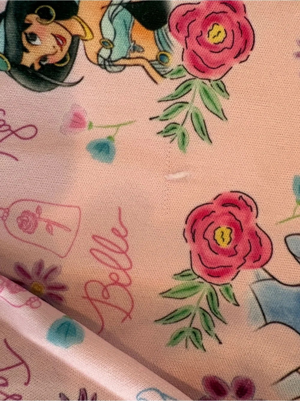 Disney Girls' Pink Princess Pajama Tops - 2pc Set